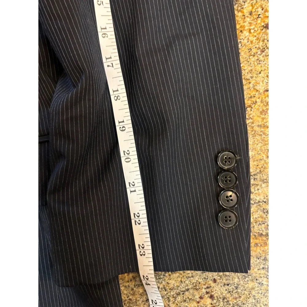 Hugo Boss Navy Pinstripe Blazer Super‎ 120 Virgin Wool Suit Sports Coat 42R